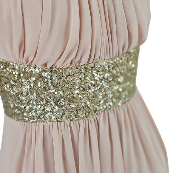 NWT Calvin Klein Dress Nude Flowy Chiffon Layers Soft Sheer Goddess Ballet 10 - Picture 12 of 15